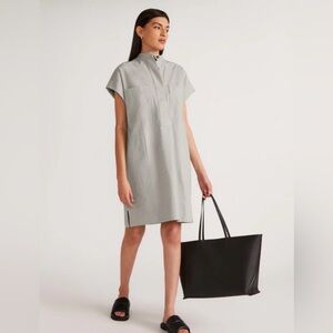 Everlane Easy Workwear Dress - Tan and Navy Stripes